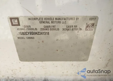 2017 Chevrolet Silverado 3500Hd Wt z USA, uszkodzony, nr VIN 1GB2CYEG6HZ241318